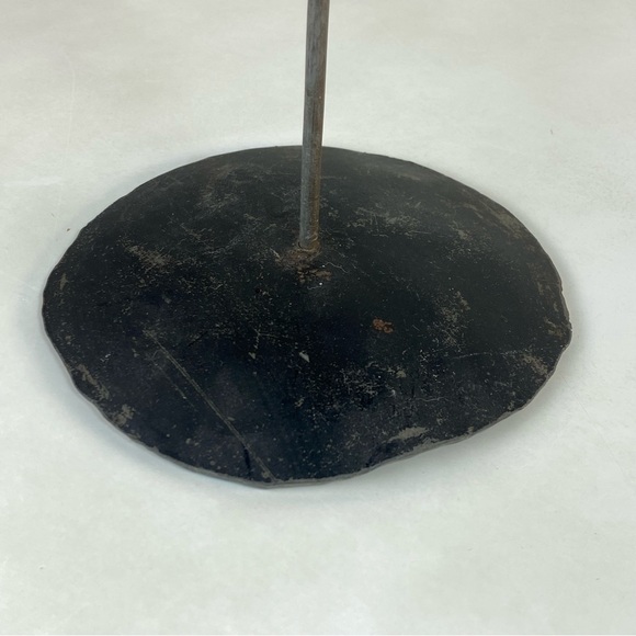 Hand Forged Iron Taper Candle Holders with Glass Elements Modern Scandi Style - Picture 8 of 15